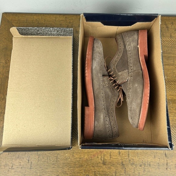 Mercanti Fiorentini Shoes Mens 8.5 Brown Suede Leather Wing Tip Oxford Relax - Picture 12 of 13